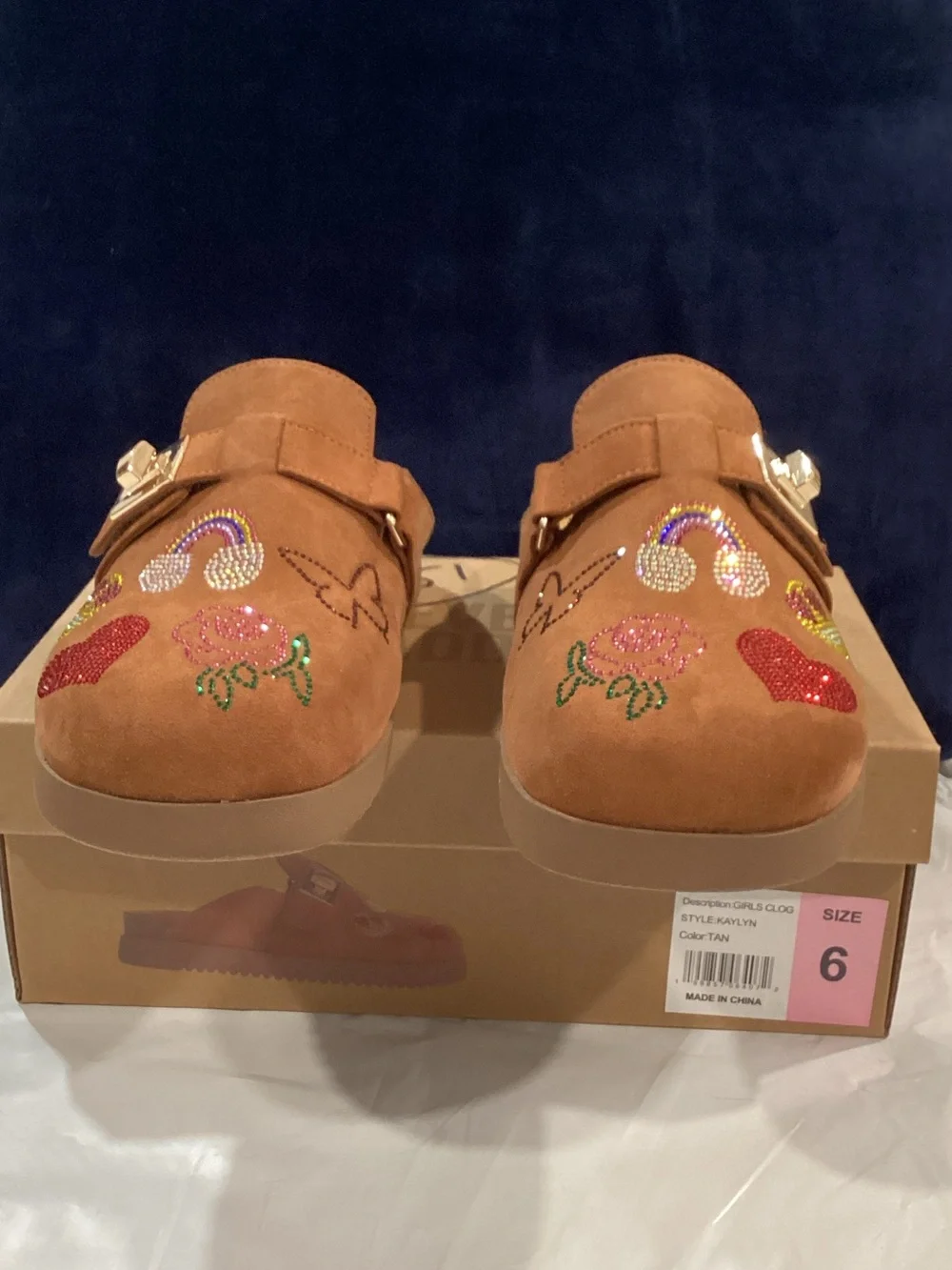 Steve Madden Girls Kaylyn Rhinestone Clogs Tan Size 6 New in Box